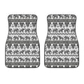 White And Black Indian Elephant Print Front Car Floor Mats