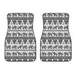 White And Black Indian Elephant Print Front Car Floor Mats