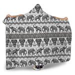 White And Black Indian Elephant Print Hooded Blanket