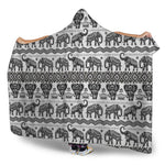 White And Black Indian Elephant Print Hooded Blanket