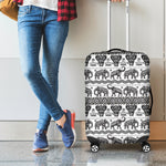 White And Black Indian Elephant Print Luggage Cover