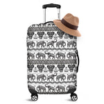 White And Black Indian Elephant Print Luggage Cover