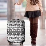 White And Black Indian Elephant Print Luggage Cover