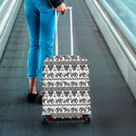 White And Black Indian Elephant Print Luggage Cover