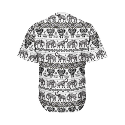 White And Black Indian Elephant Print Men's Baseball Jersey