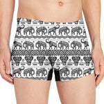 White And Black Indian Elephant Print Men's Boxer Briefs