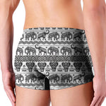 White And Black Indian Elephant Print Men's Boxer Briefs