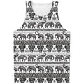 White And Black Indian Elephant Print Men's Tank Top