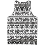 White And Black Indian Elephant Print Men's Tank Top