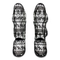 White And Black Indian Elephant Print Muay Thai Shin Guards