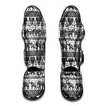 White And Black Indian Elephant Print Muay Thai Shin Guard