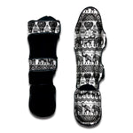 White And Black Indian Elephant Print Muay Thai Shin Guard