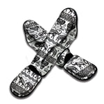 White And Black Indian Elephant Print Muay Thai Shin Guard