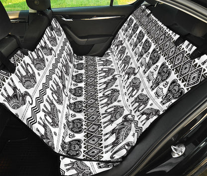 White And Black Indian Elephant Print Pet Car Back Seat Cover