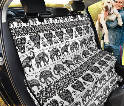 White And Black Indian Elephant Print Pet Car Back Seat Cover