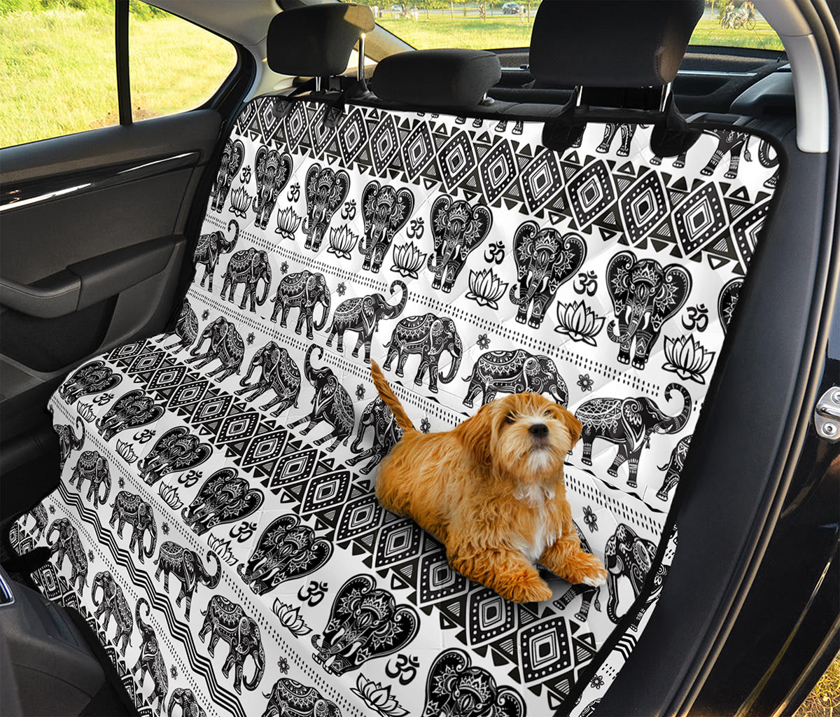 White And Black Indian Elephant Print Pet Car Back Seat Cover
