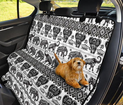 White And Black Indian Elephant Print Pet Car Back Seat Cover