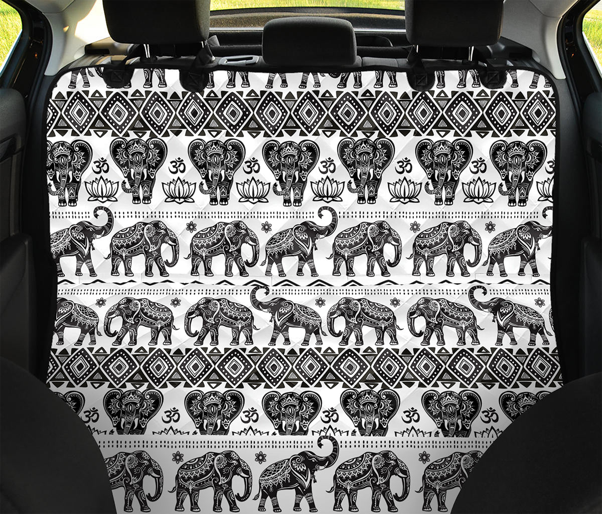 White And Black Indian Elephant Print Pet Car Back Seat Cover