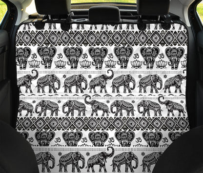 White And Black Indian Elephant Print Pet Car Back Seat Cover
