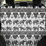 White And Black Indian Elephant Print Pet Car Back Seat Cover