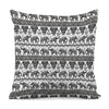 White And Black Indian Elephant Print Pillow Cover