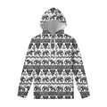 White And Black Indian Elephant Print Pullover Hoodie