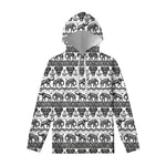 White And Black Indian Elephant Print Pullover Hoodie