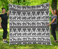 White And Black Indian Elephant Print Quilt