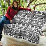 White And Black Indian Elephant Print Quilt