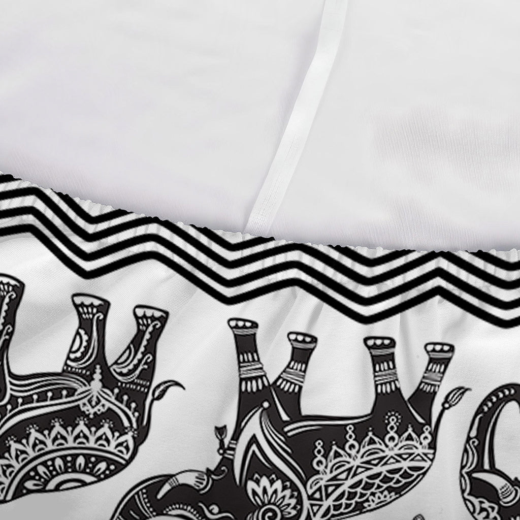 White And Black Indian Elephant Print Sofa Cover
