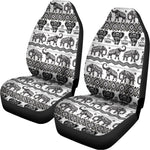 White And Black Indian Elephant Print Universal Fit Car Seat Covers