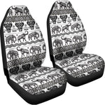 White And Black Indian Elephant Print Universal Fit Car Seat Covers