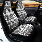 White And Black Indian Elephant Print Universal Fit Car Seat Covers