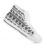 White And Black Indian Elephant Print White High Top Shoes