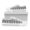 White And Black Indian Elephant Print White Low Top Sneakers