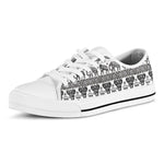 White And Black Indian Elephant Print White Low Top Shoes