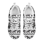 White And Black Indian Elephant Print White Sneakers