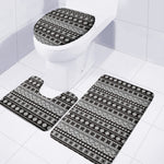 White And Black Knitted Pattern Print 3 Piece Bath Mat Set