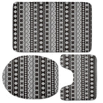 White And Black Knitted Pattern Print 3 Piece Bath Mat Set