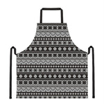 White And Black Knitted Pattern Print Apron