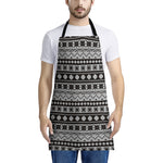 White And Black Knitted Pattern Print Apron