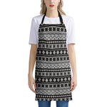 White And Black Knitted Pattern Print Apron