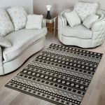 White And Black Knitted Pattern Print Area Rug