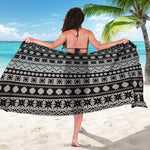 White And Black Knitted Pattern Print Beach Sarong Wrap
