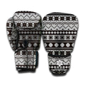 White And Black Knitted Pattern Print Boxing Gloves