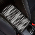 White And Black Knitted Pattern Print Car Center Console Cover