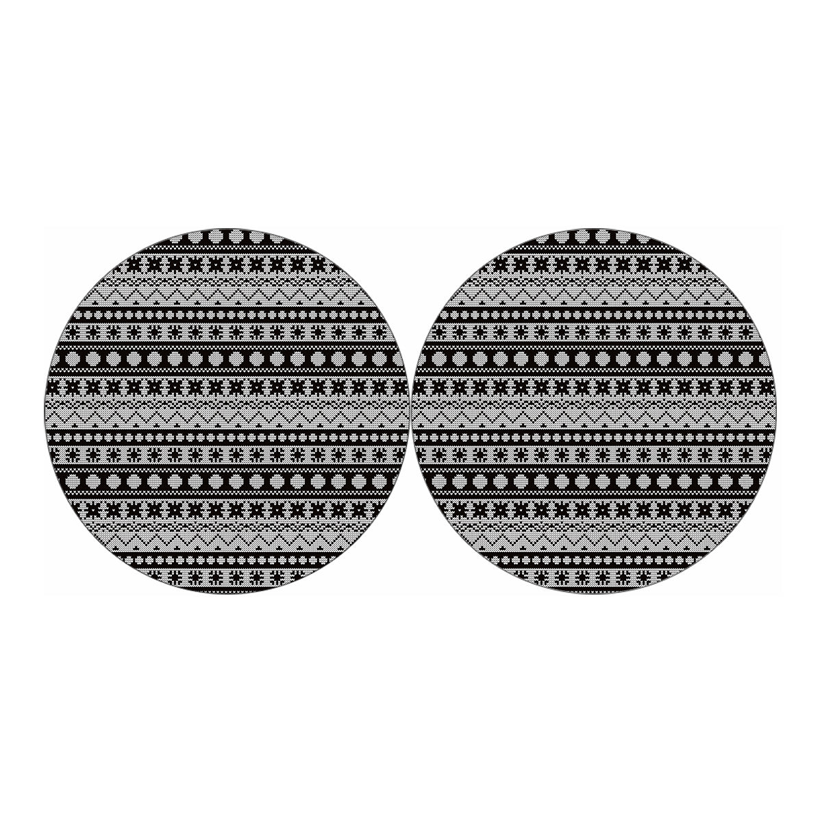 White And Black Knitted Pattern Print Car Coasters