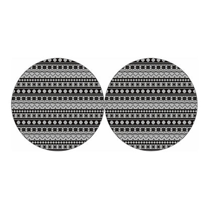 White And Black Knitted Pattern Print Car Coasters