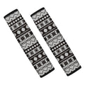 White And Black Knitted Pattern Print Car Seat Belt Covers