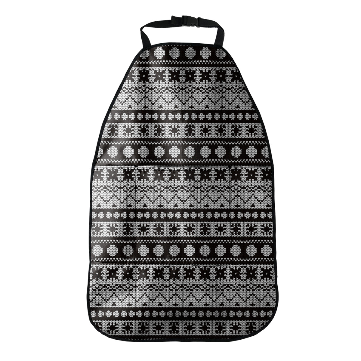 White And Black Knitted Pattern Print Car Seat Organizers